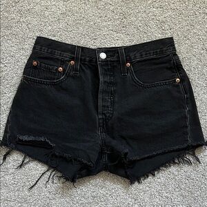 Levi's Black Frayed Jean Shorts